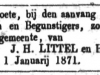 1871 01 01 Schoonhovensche Courant - nieuwjaarsgroet J.H. Littel