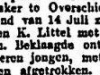 1910 11 16 Nieuwe Rotterdamsche Courant - K. Littel met een klomp geslagen