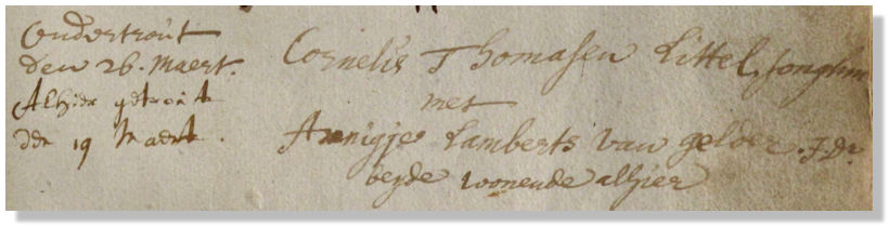 1693 huwelijk Littel-van-Gelder