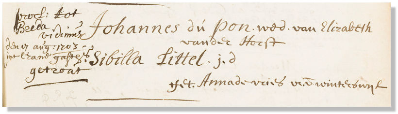 1703 huwelijk Du Pon-Littel