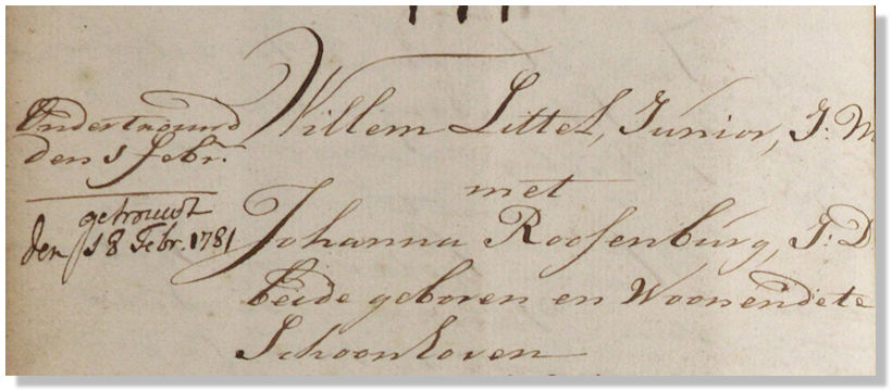 1781 huwelijk Littel-Roosenburg