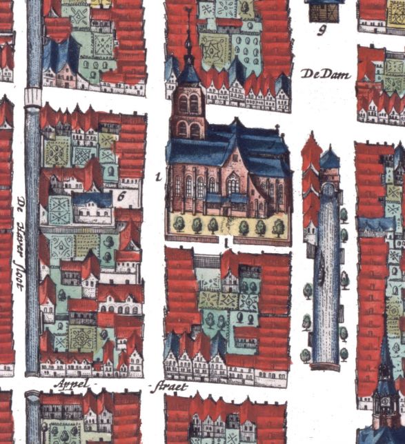 Detail van Schoonhoven met de Koestraat en de Appelstraat